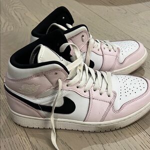 Nike Women's Pink and White High-Top Sneakers